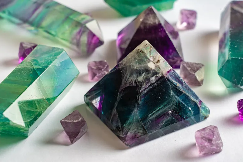 Collection of colorful gemstones and crystals